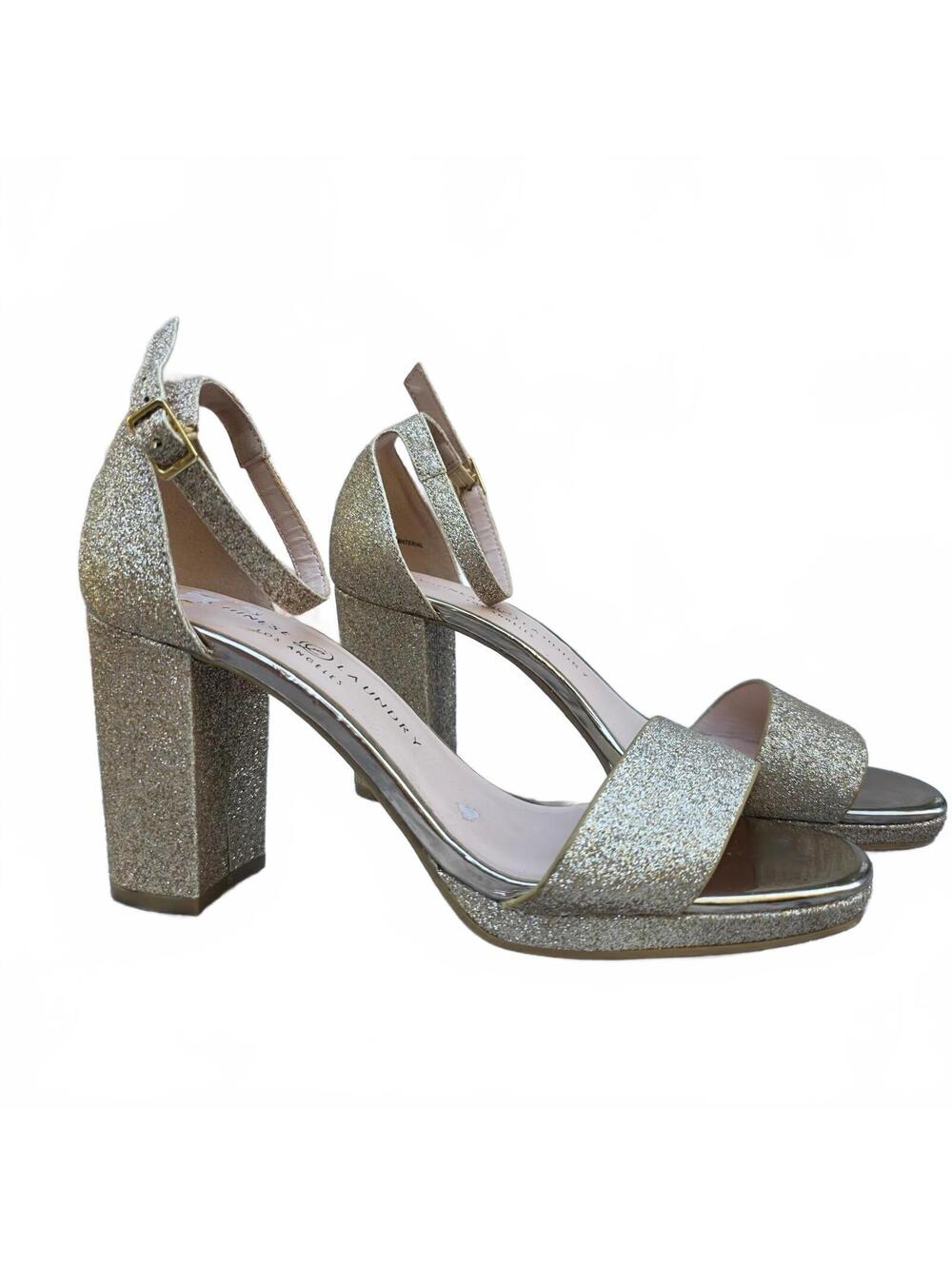 Size 8 Glitter platform sandals, Chinese Laundry Jody block heel